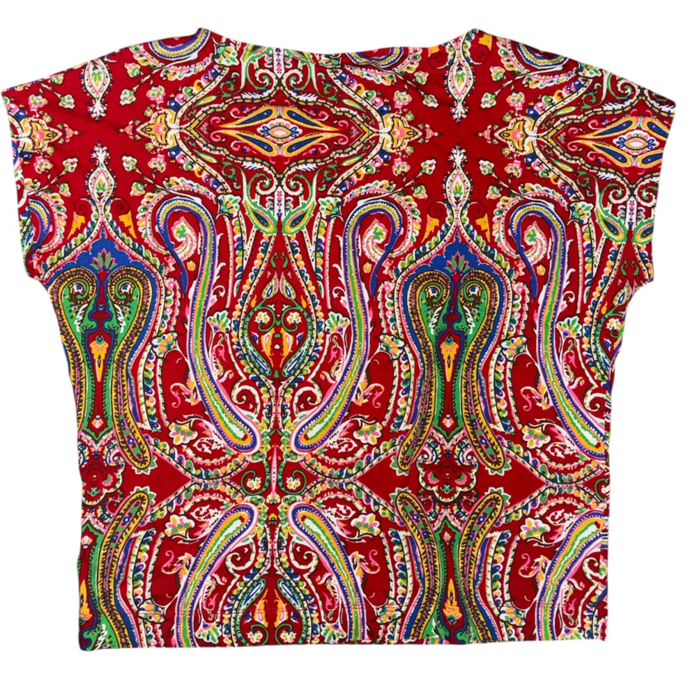 Lauren Ralph Lauren Red Paisley Short Sleeve Tee - Picture 2 of 3
